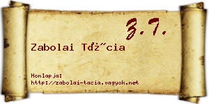Zabolai Tácia névjegykártya